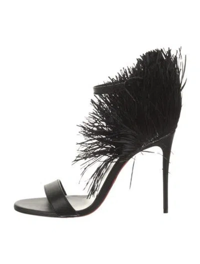 Pre-owned Christian Louboutin Leather Gladiator Sandals In Black