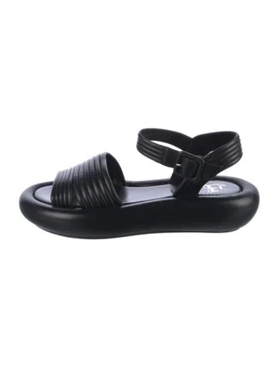 Pre-owned Christian Louboutin Leather Gladiator Sandals In Black