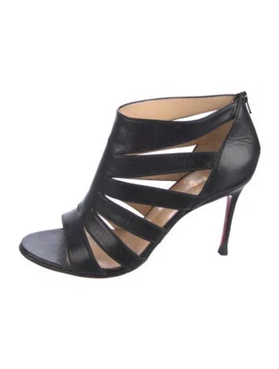 Pre-owned Christian Louboutin Leather Gladiator Sandals In Black