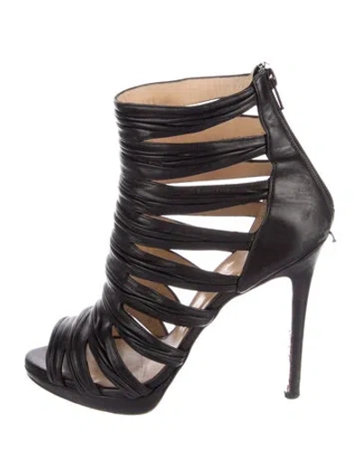Pre-owned Christian Louboutin Leather Gladiator Sandals In Black
