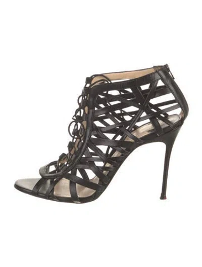 Pre-owned Christian Louboutin Leather Gladiator Sandals In Black
