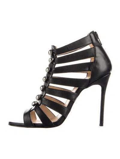 Pre-owned Christian Louboutin Leather Gladiator Sandals In Black