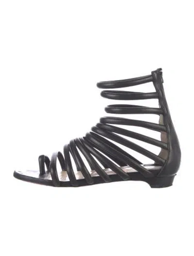 Pre-owned Christian Louboutin Leather Gladiator Sandals In Black