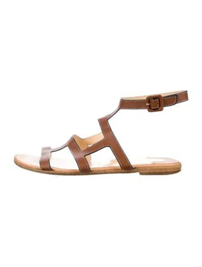 Pre-owned Christian Louboutin Leather Gladiator Sandals In Brown