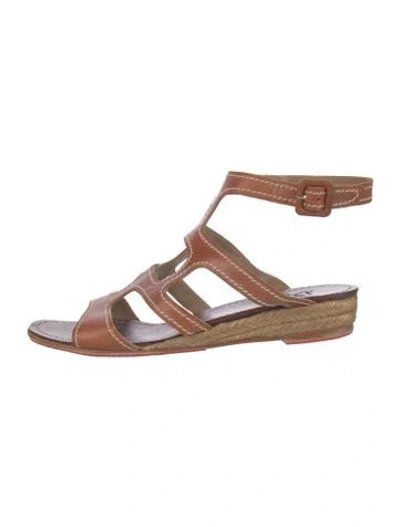 Pre-owned Christian Louboutin Leather Gladiator Sandals In Brown