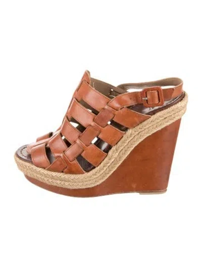Pre-owned Christian Louboutin Leather Gladiator Sandals In Brown
