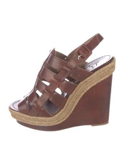 Pre-owned Christian Louboutin Leather Gladiator Sandals In Brown