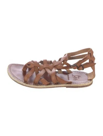 Pre-owned Christian Louboutin Leather Gladiator Sandals In Brown