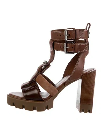 Pre-owned Christian Louboutin Leather Gladiator Sandals In Brown