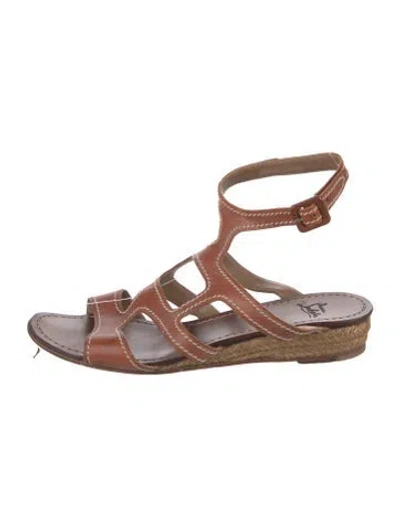 Pre-owned Christian Louboutin Leather Gladiator Sandals In Brown