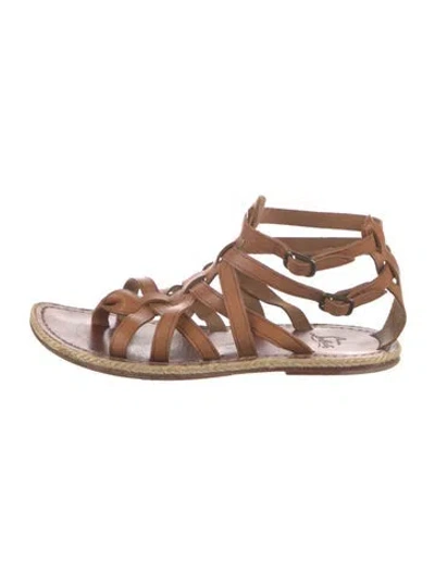 Pre-owned Christian Louboutin Leather Gladiator Sandals In Brown