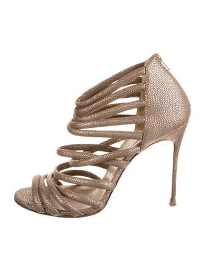 Pre-owned Christian Louboutin Leather Gladiator Sandals In Gold