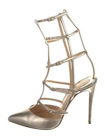 Pre-owned Christian Louboutin Leather Gladiator Sandals In Gold