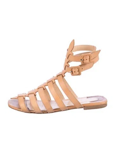 Pre-owned Christian Louboutin Leather Gladiator Sandals In Neutral