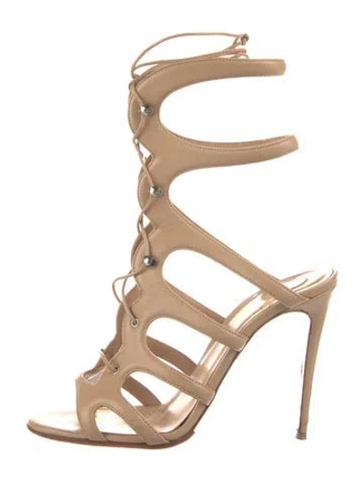 Pre-owned Christian Louboutin Leather Gladiator Sandals In Neutrals