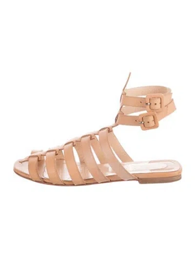 Pre-owned Christian Louboutin Leather Gladiator Sandals In Neutrals