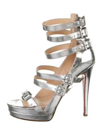 Pre-owned Christian Louboutin Leather Gladiator Sandals In Silver