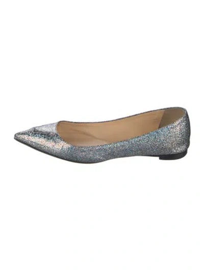 Pre-owned Christian Louboutin Leather Glitter Accents Ballet Flats