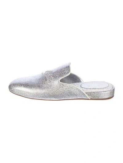 Pre-owned Christian Louboutin Leather Glitter Accents Mules