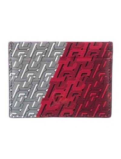 Pre-owned Christian Louboutin Leather Graphic Print Card Holder In Red
