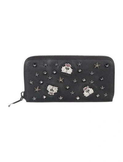 Pre-owned Christian Louboutin Leather Graphic Print Continental Wallet In Black