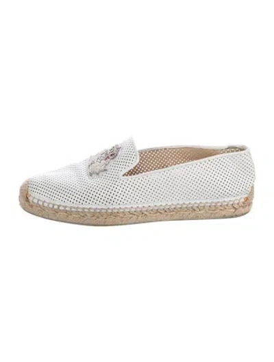 Pre-owned Christian Louboutin Leather Graphic Print Espadrilles In White