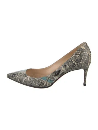 Pre-owned Christian Louboutin Leather Graphic Print Pumps In Neutrals