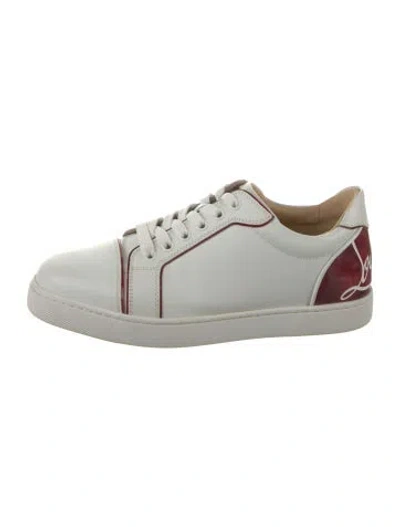 Pre-owned Christian Louboutin Leather Graphic Print Sneakers In White