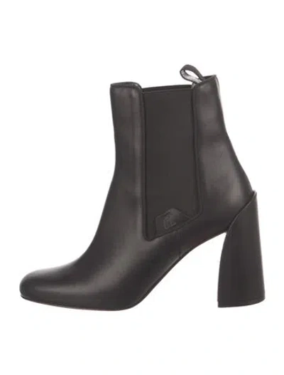 Pre-owned Christian Louboutin Leather Grosgrain Trim Chelsea Boots In Black