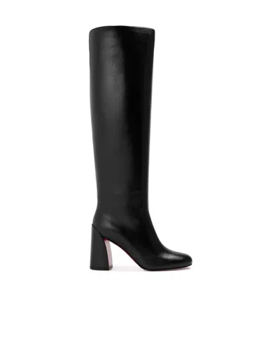 Christian Louboutin Leather Knee-high Boot In Black