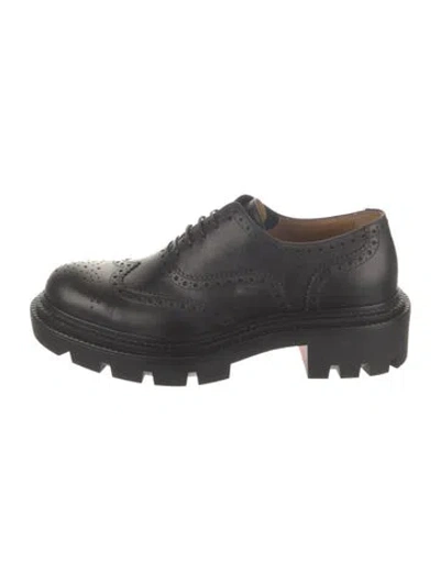 Pre-owned Christian Louboutin Leather Lasercut Accents Brogues In Black
