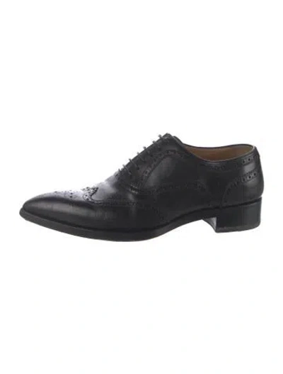 Pre-owned Christian Louboutin Leather Lasercut Accents Brogues In Black