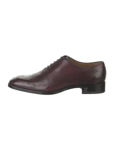 Pre-owned Christian Louboutin Leather Lasercut Accents Brogues In Brown