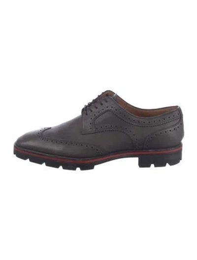 Pre-owned Christian Louboutin Leather Lasercut Accents Brogues In Brown