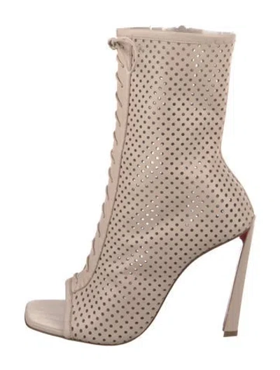 Pre-owned Christian Louboutin Leather Lasercut Accents Gladiator Sandals In Neutral