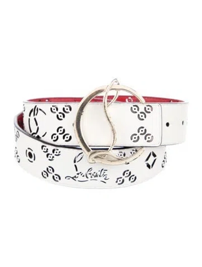 Pre-owned Christian Louboutin Leather Lasercut Accents Waist Belt In Red/white