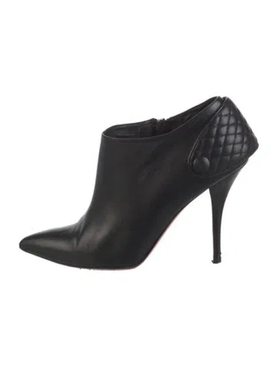 Pre-owned Christian Louboutin Leather Leather Trim Embellishment Boots In Black