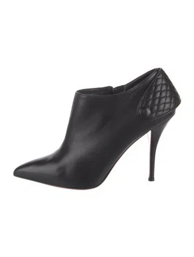 Pre-owned Christian Louboutin Leather Leather Trim Embellishment Boots In Black