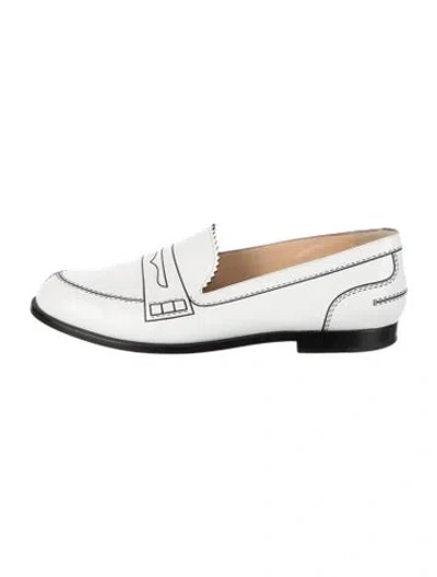 Pre-owned Christian Louboutin Leather Loafers In White