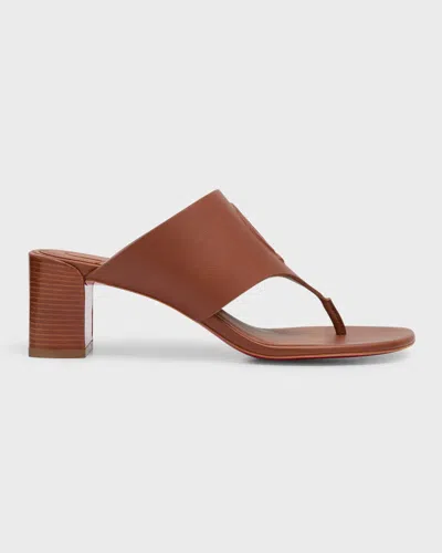 Christian Louboutin Leather Logo Red Sole Thong Slide Sandals In Cuoio ...