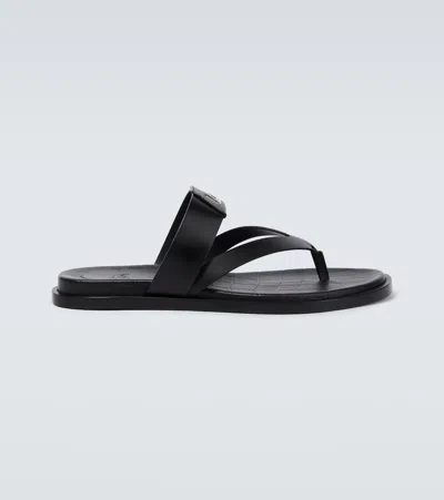 Christian Louboutin Leather Logo Sandals In Black