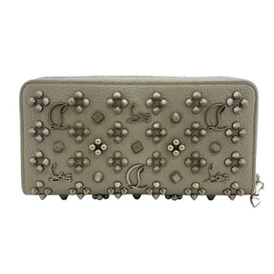 Pre-owned Christian Louboutin Leather Long Wallet (bi-fold) () In Gray