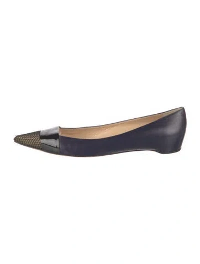 Pre-owned Christian Louboutin Leather Mesh Accents Flats In Multi