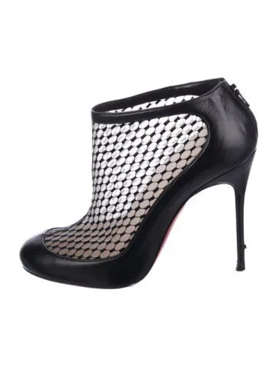 Pre-owned Christian Louboutin Leather Mesh Accents Pumps In Black