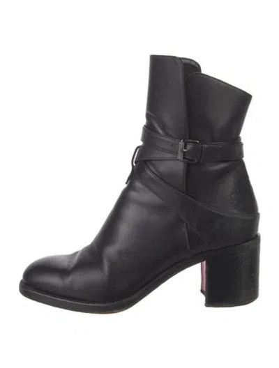 Pre-owned Christian Louboutin Leather Moto Boots In Black