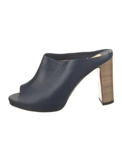 Pre-owned Christian Louboutin Leather Mules In Blue