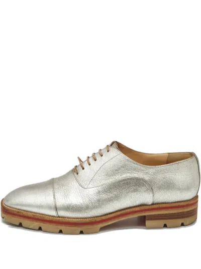 Pre-owned Christian Louboutin Leather Oxford Shoes In Silver
