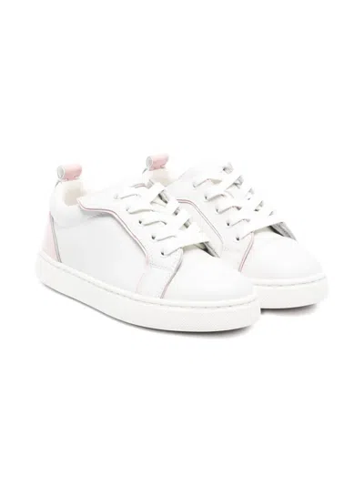 Christian Louboutin Kids' Leather Panelled Lace-up Sneakers In White