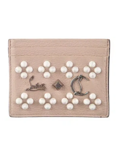 Pre-owned Christian Louboutin Leather Patterned Card Holder In Pink