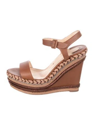 Pre-owned Christian Louboutin Leather Patterned Espadrilles In Brown/metallic
